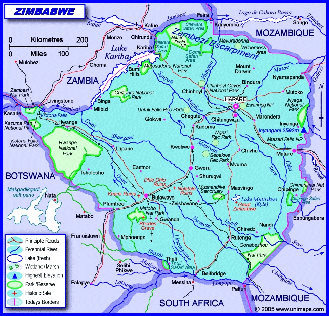 map of zimbabwe